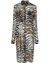 Just Cavalli - Zebra-print Lurex Shirtdress - Lyst