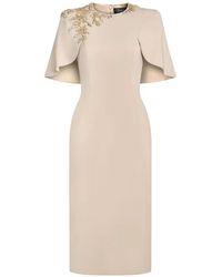 Jenny Packham - Juniper Crystal-Embellished Cape-Sleeve Dress - Lyst