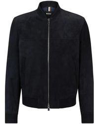 BOSS - Suede Bomber Jacket - Lyst