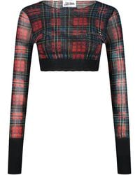 Jean Paul Gaultier - Top corto a cuadros tartán - Lyst