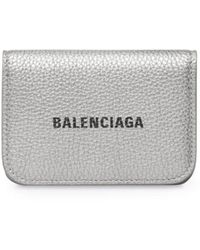 Balenciaga - Logo-print Metallic Leather Wallet - Lyst
