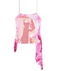 DIESEL - T-malo-p1 Graphic-print Draped Ecovero Top - Lyst