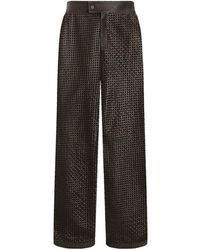 Dolce & Gabbana - Flared Woven Nappa Leather Trousers - Lyst