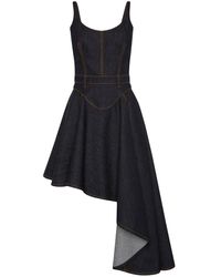 Alexander McQueen - Asymmetrical Denim Mini Dress - Lyst