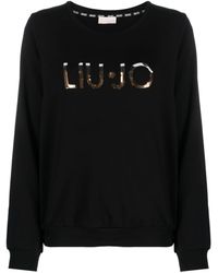 Liu Jo - Logo-sequin Crew-neck Sweatshirt - Lyst