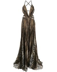 Roberto Cavalli - Deep V-Neck Maxi Dress - Lyst