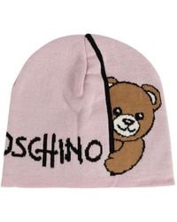 Moschino - Logo-Print Teddy Bear Beanie Hat - Lyst
