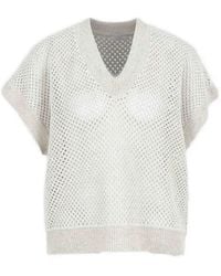Peserico - V-Neck Open-Knit Top - Lyst