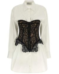 GIUSEPPE DI MORABITO - Vestido camisero corto con bustier de encaje - Lyst