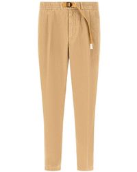 White Sand - Belted Corduroy Tapered Trousers - Lyst