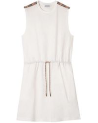 Burberry - Check Trim Cotton Jersey Dress - Lyst