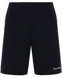 Miu Miu - Pantalones cortos con logo bordado - Lyst