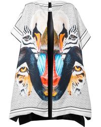 Burberry Animalia Print Cape - White