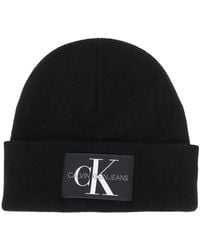 Calvin Klein Denim Jeans Knit Beanie Hat in Black for Men | Lyst