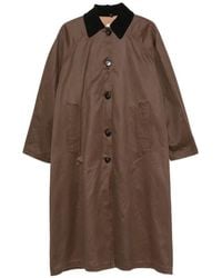 Alysi - Corduroy-Collar Single-Breasted Coat - Lyst