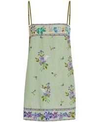 Free People - Floral-Embroidered Slip Mini Dress - Lyst