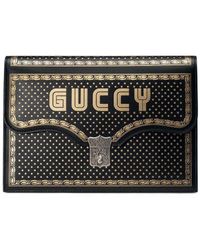 Gucci Beutel mit Guccy-Print - Schwarz