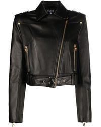 Balmain - Cropped-Bikerjacke aus Leder - Lyst