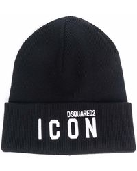 DSquared² - Dsquared Icon Logo-embroidered Knitted Beanie - Lyst