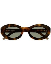 Saint Laurent - Oval-Frame Patterned Sunglasses - Lyst