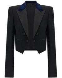 Tom Ford - Satin-Lapel Cropped Blazer - Lyst