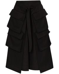 Lemaire High Waist Cargo Pocket Midi Skirt - Black