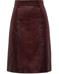 Prada Falda de piel de nappa - Rojo