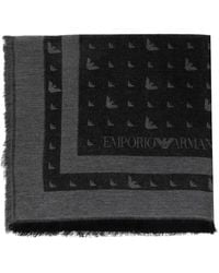Emporio Armani - Sciarpa Con Frange E Logo Aquila - Lyst