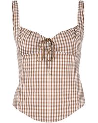 Patrizia Pepe - Gingham-Print Poplin Bustier Top - Lyst