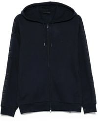 Emporio Armani - Logo-Detail Hooded Zip-Up Sweatshirt - Lyst
