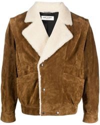 Saint Laurent - Shearling Suede Jacket Giacche Marrone - Lyst