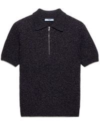 Prada - Short-Sleeved Wool And Mouliné Cashmere Polo Sweater - Lyst