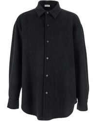 Fear Of God - Dark Shirt With Classic Collar And Dropped Shoulders - Lyst