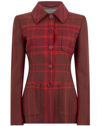 Alberta Ferretti - Check-Pattern Button-Up Jacket - Lyst