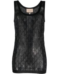 Gucci - GG Crystal-embellished Knitted Top - Lyst