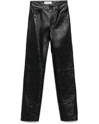 Marine Serre - Moonogram Embossed Leather Straight Leg Pants - Lyst