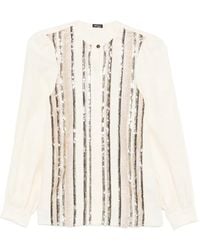 Kiton - Gestreepte Top Met Pailletten - Lyst