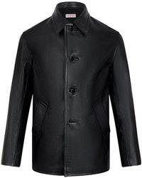 Fursac - Button-Front Leather Jacket - Lyst