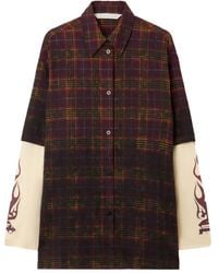 Palm Angels - Overdyed Check Flames Shirt Burgundy - Lyst