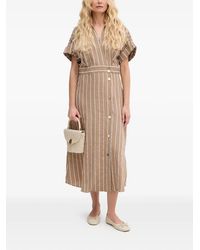 Lola Casademunt - Striped Button-Down Midi Dress - Lyst