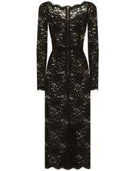Dolce & Gabbana - Abito Midi Semi Trasparente - Lyst