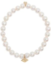 Sydney Evan - 14Kt Evil Eye Pearl Bracelet - Lyst
