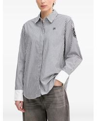 DKNY - Vertical-Stripe Logo-Print Shirt - Lyst