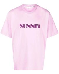 Sunnei - Embroidered-Logo Cotton T-Shirt - Lyst