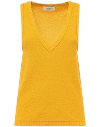 Laneus - V-Neck Knitted Sleeveless - Lyst