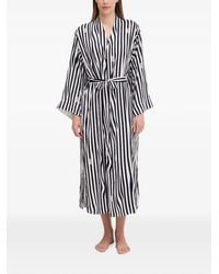 DKNY - Gestreept Badjas Met Logoprint - Lyst