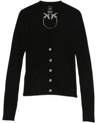 Pinko - Cropped V-Neck Cardigan With Button-Down Front - Lyst