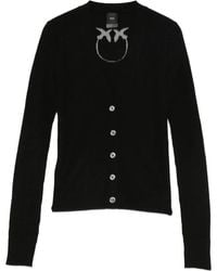 Pinko - Cropped V-Neck Cardigan With Button-Down Front - Lyst