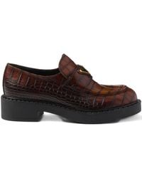 Prada - Chocolate Loafer Aus Leder Mit Krokodilleder-Print - Lyst