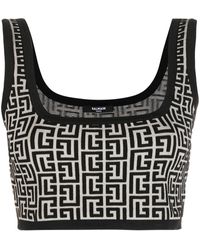 Balmain - Cropped-Top Mit Monogram - Lyst